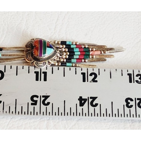 Sterling Southwest Q.T. Liquid Silver Inlaid Multi Stone Beaded Necklace - Picture 6 of 7